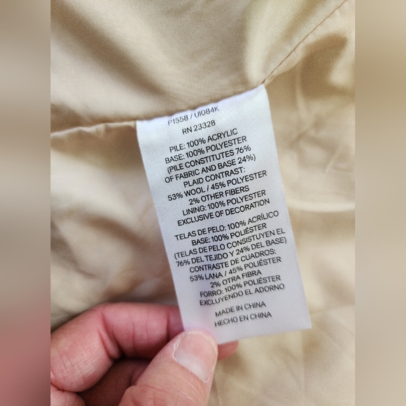 EUC Pendleton Ladies Camel / Creme & Blue Plaid Trim full zip Sweater - Picture 7 of 7